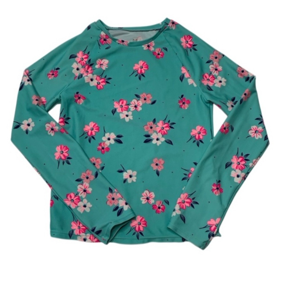 GAP Kids Floral Swim Rashguard - Teal and Pink